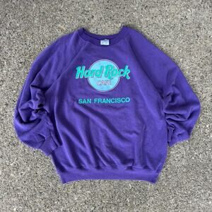 Vintage 90s Hard Rock Cafe San Francisco Purple Pullover Crewneck Sweatshirt